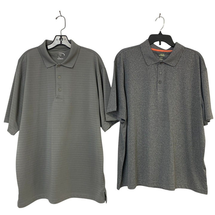 Lot of 2 Champions Performance Mens XL Heathered Gray Short Sleeve Polo Shirts