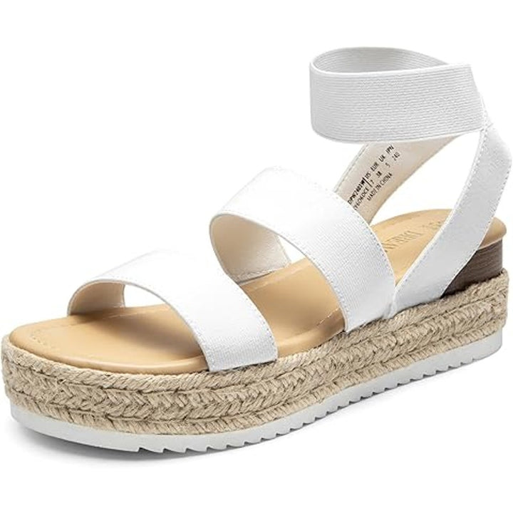 Dream Pairs Womens 9 White Elastic Ankle Strap Open Toe 2.25" Platform Sandals