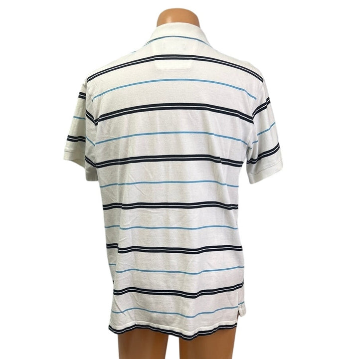 Nautica Mens Large Multi Striped 100% Cotton Short Sleeve Collared Polo Shirt