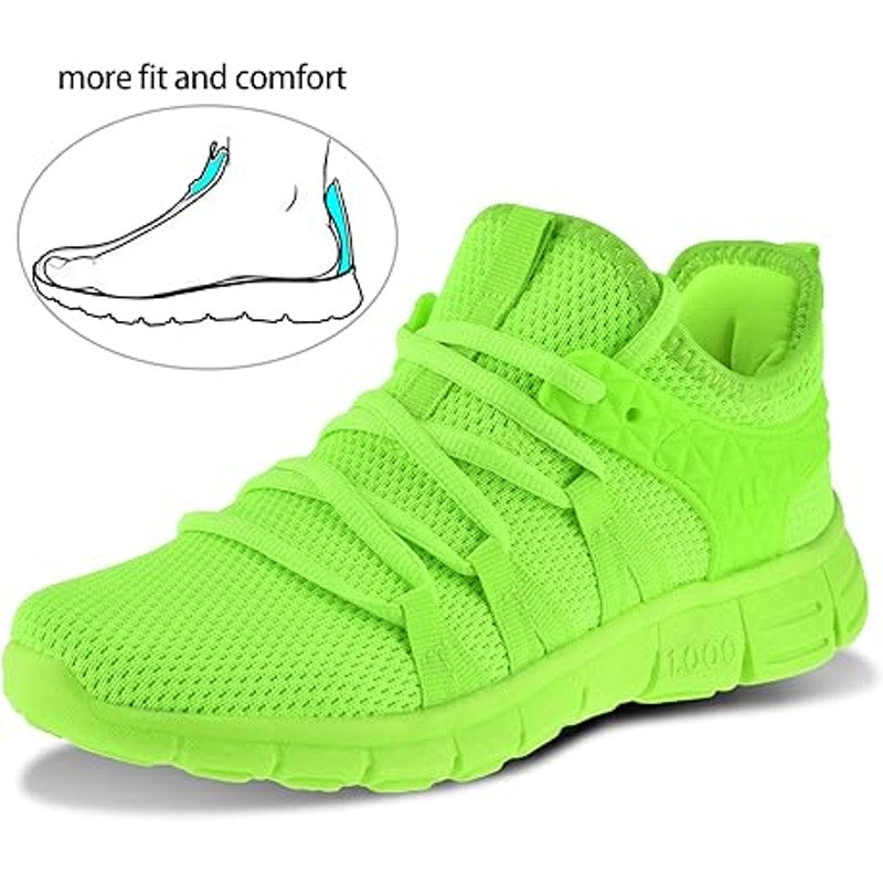 New Inzcou Women Size 6 Neon Green Lightweight Breathable Comfort Athletic Shoes