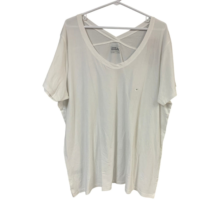 2 New Eddie Bauer Womens 2XLT 2X Tall Stretch Cotton White Tempo Tee Shirts