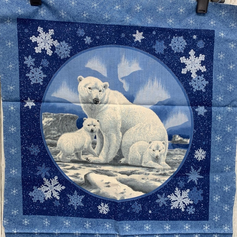 3 Polar Bear Orca Whale Ocean Printed Quilt Blocks Craft Fabric Quilting Squares
