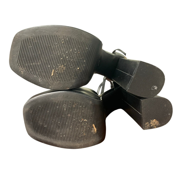 Dream Pairs Womens 11 Black 5" Block Platform Heel Peep Toe Ankle Strap Shoes