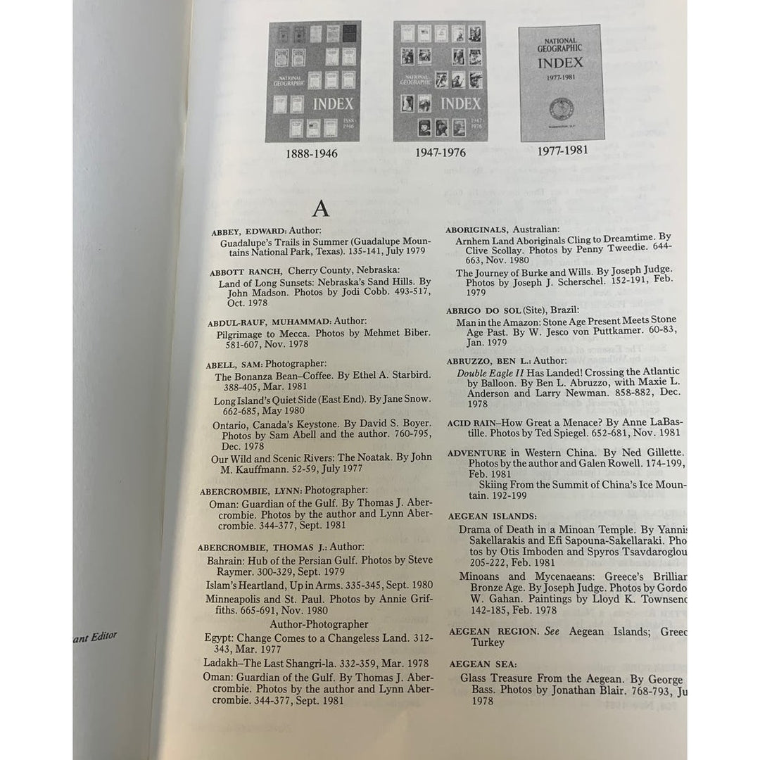Vintage 1981 National Geographic Index Paperback Booklet 1977 - 1981 95 Pages