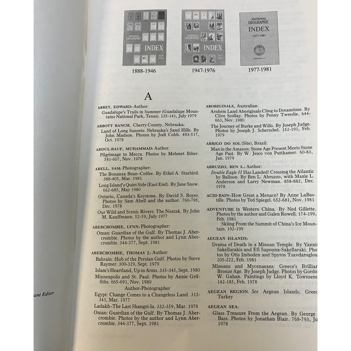 Vintage 1981 National Geographic Index Paperback Booklet 1977 - 1981 95 Pages