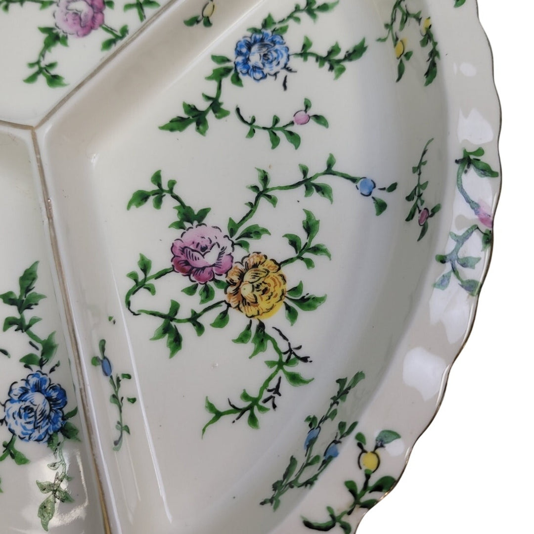 Vintage Made In Japan Floral Vine Fine China Hand Painted Teardrop Plate Dish