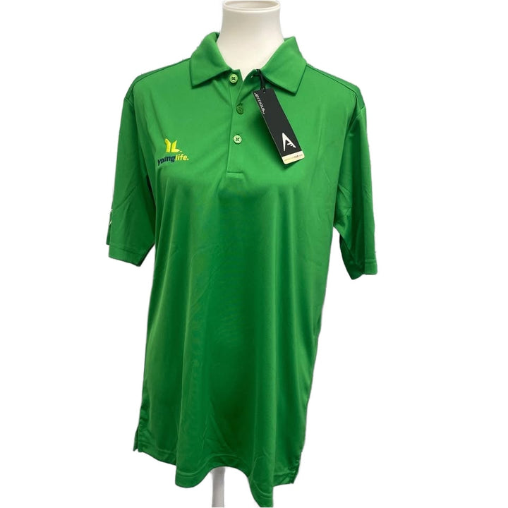 New Antigua Mens Medium Central Bank Young Life Athletic Short Sleeve Polo Shirt