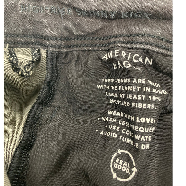 New American Eagle Womens Size 4 Regular High Rise Skinny Kick Denim Black Jeans