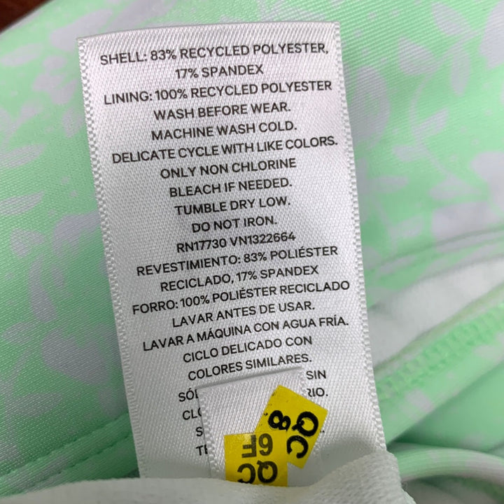 New Art Class Girls Medium (8) Open Front Neon Green Floral 1PC Swim Suit