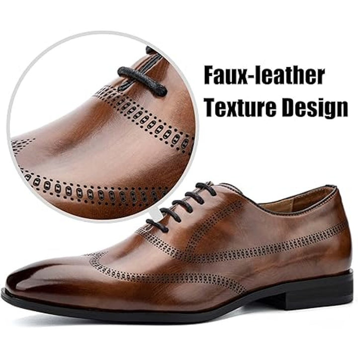 Jitai Mens 11 Brown Faux Leather Lace Up Low Heel Oxford Formal Loafer Shoes