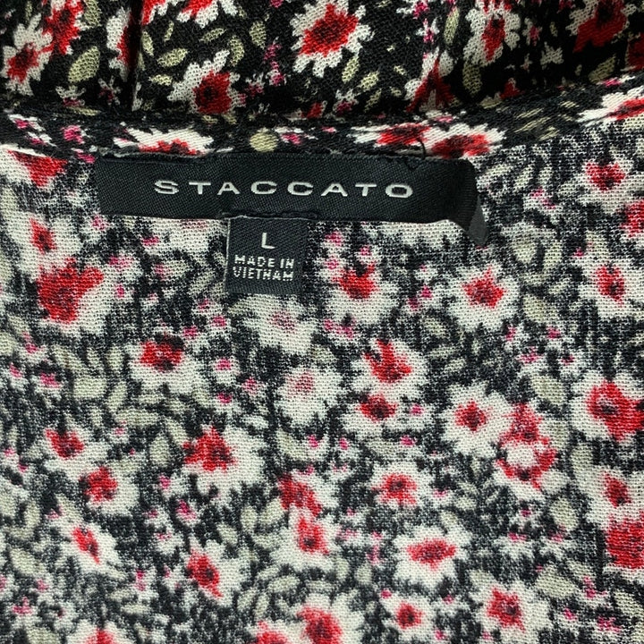 Staccato Womens Large Floral Long Sleeve Front Button V Neck Flowy Sheath Dress