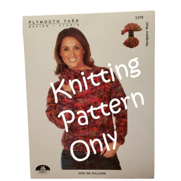 New Plymouth Yarn S379 Handpaint Wool Wide Rib Pullover Sweater Knitting Pattern