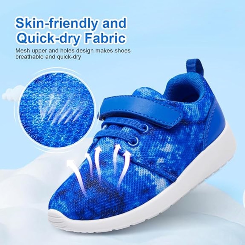 New Hiitave Toddler Boys Size 8 Blue Sneakers Latch and Loop Close Tennis Shoes