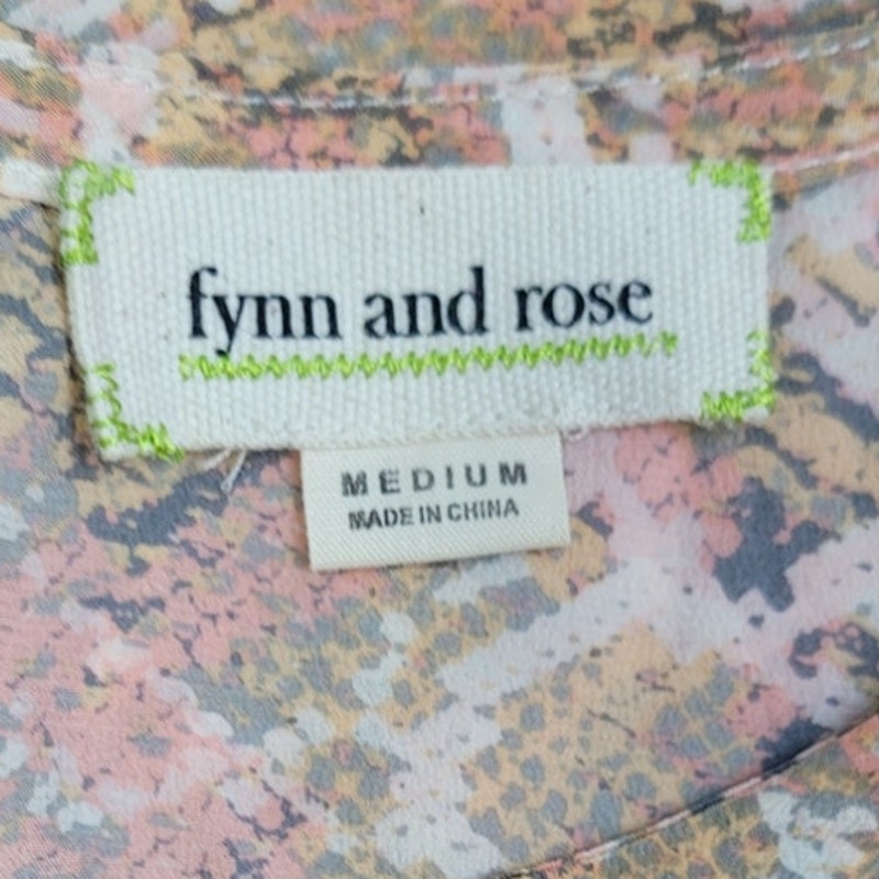 Fynn And Rose Womens Medium Pastel Snake Skin Back Zipper Short Sleeve Top
