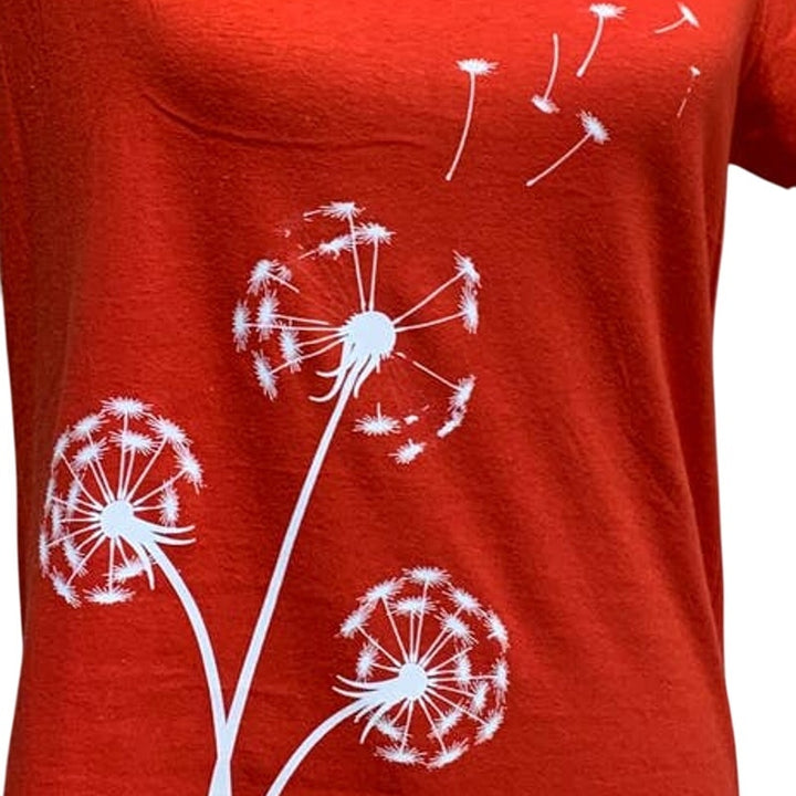 New Dandelion Make a Wish Medium 100% Cotton Red Short Sleeve Crew Neck Tee