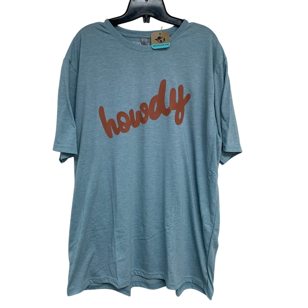 New Hand Printed Womens XXL Heathered Howdy Short Sleeve Crew Neck Tee Shirt