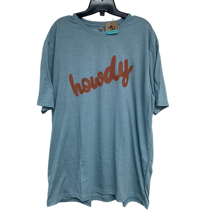 New Hand Printed Womens XXL Heathered Howdy Short Sleeve Crew Neck Tee Shirt