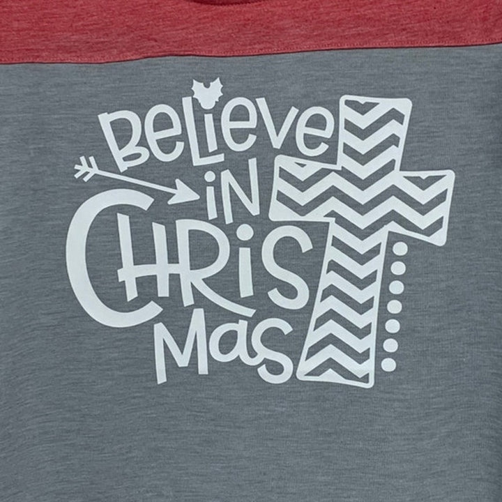 New Hand Printed Womens Medium Believe In Christmas Short Sleeve Tee Shirt