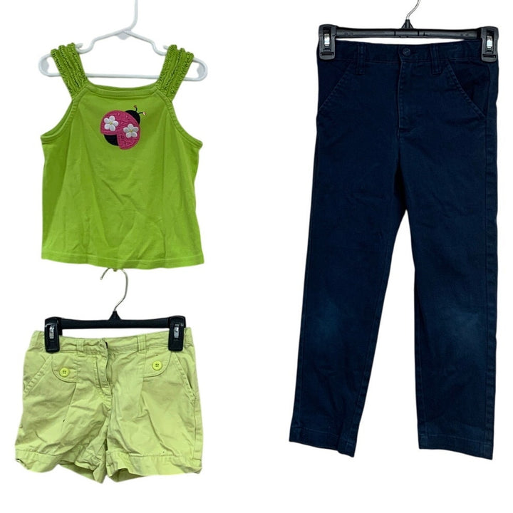 Lot of 3 GymBoree Cat &amp; Jack Girls Size 7 Ladybug Tank Top Shorts Skinny Pants