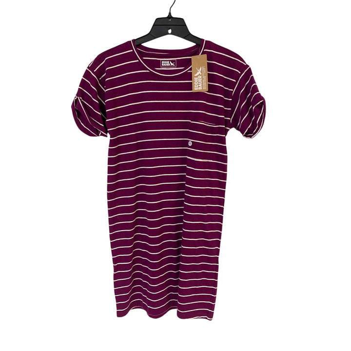 NWT New Eddie Bauer Womens XS Dark Purple Coast Climb Pocket Striped Tee Dress
