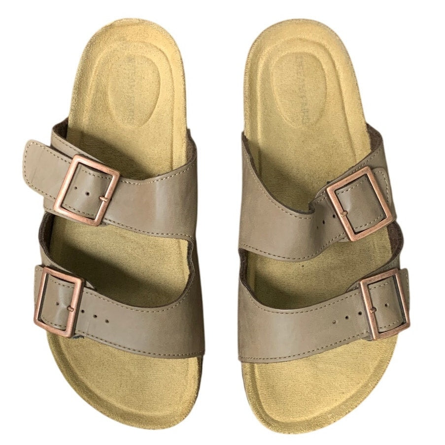 Dream Pairs Womens 8.5 Brown Faux Leather Cork Slide On Open Toe Sandal Shoes