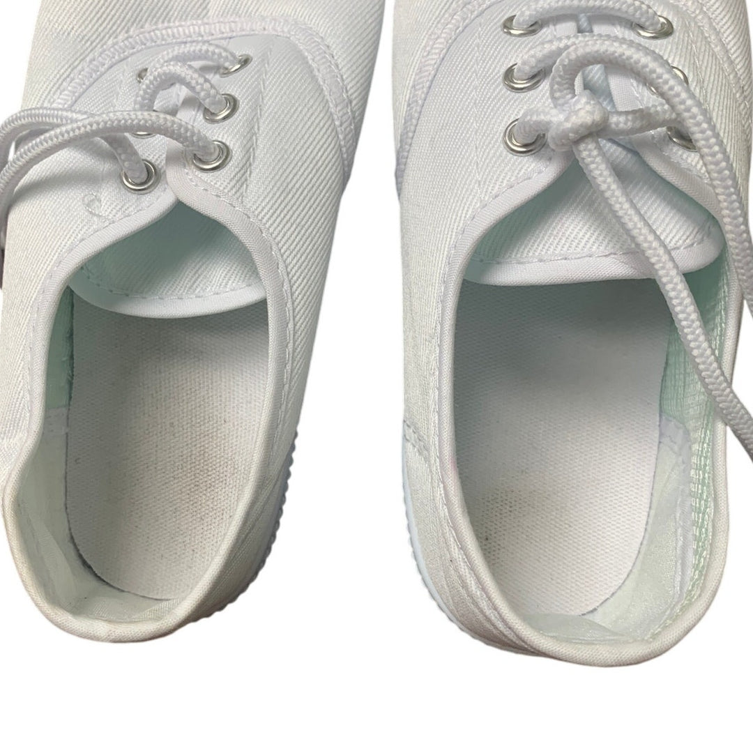 Big Girls Size 13 Basic White Canvas Lace Up Non Slip Comfortable Sneaker Shoes
