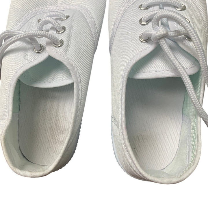 Big Girls Size 13 Basic White Canvas Lace Up Non Slip Comfortable Sneaker Shoes
