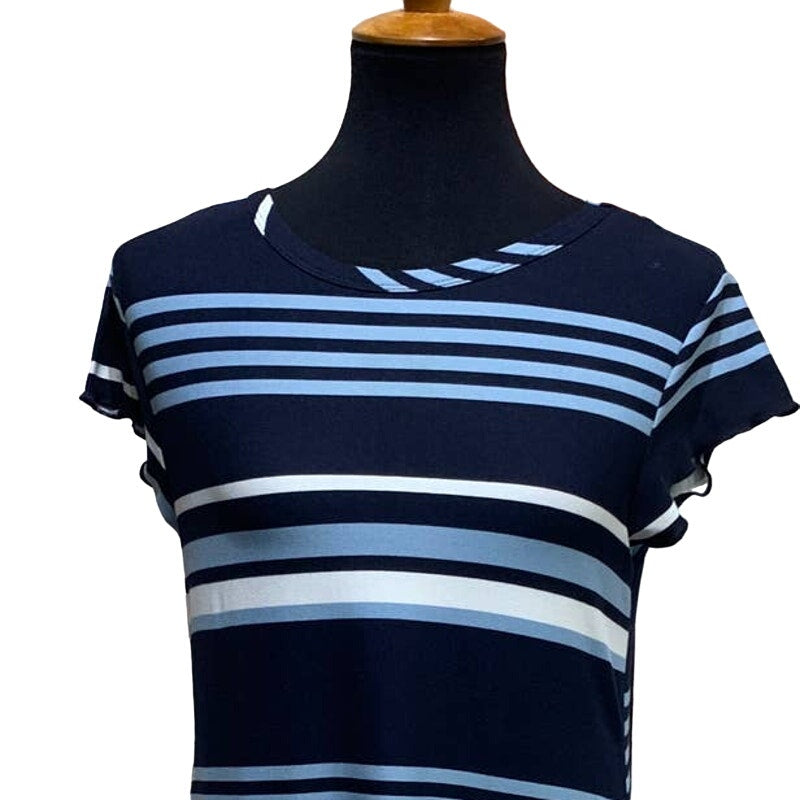 Ultra Flirt Large Super Soft Short Sleeve Stripe Stretchy Midi Lightweight Dress