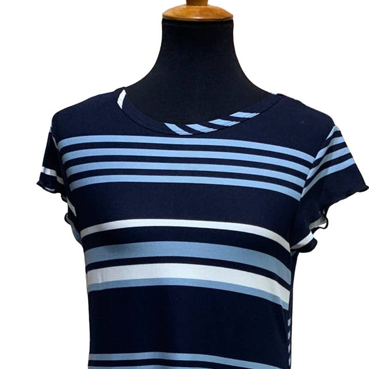 Ultra Flirt Large Super Soft Short Sleeve Stripe Stretchy Midi Lightweight Dress