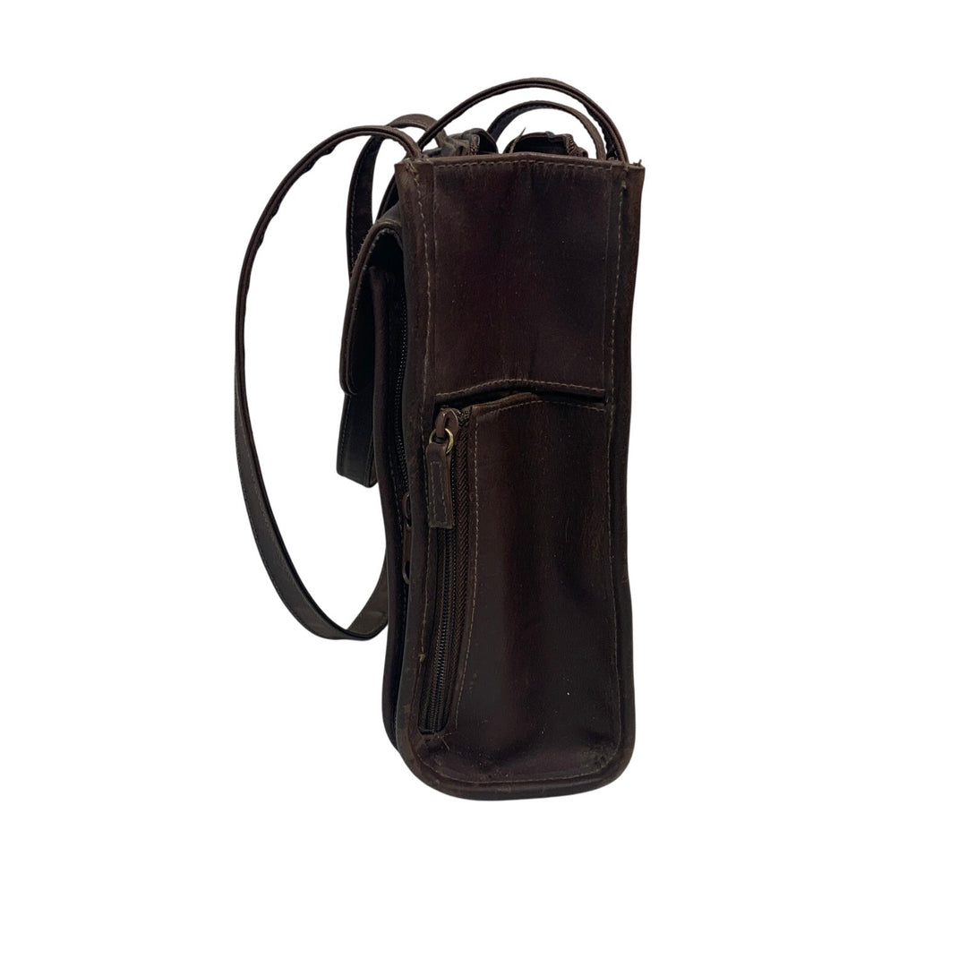 Brown Rosetti New York Faux Leather Brown Vinyl Double Handle Handbag Purse Bag