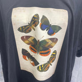 Hand Printed Upcycled Womens 3X Cotton Vintage Reference Book Butterfly Page Tee