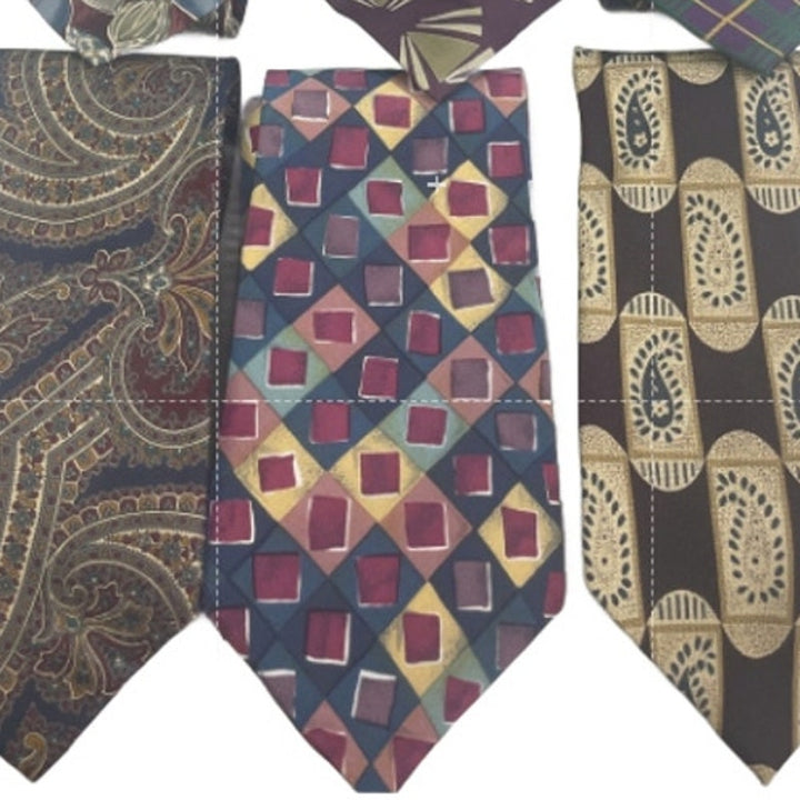 Lot of 6 Gold Purple Blue Paisley Floral Vintage and Modern Mens Neck Ties