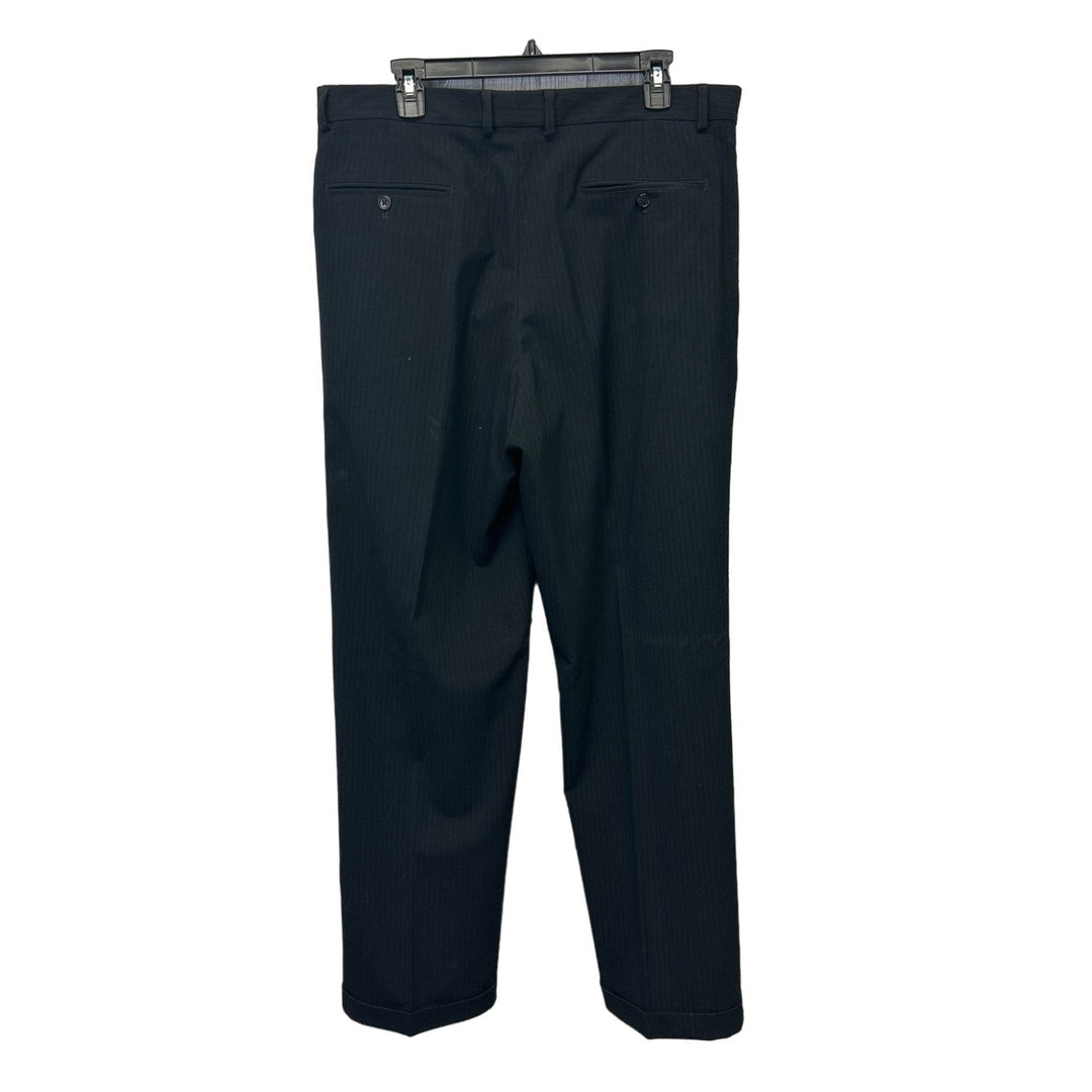 Axcess Mens Size 36 / 32 Black Pin Stripe Career Front Pleated Suit Pants