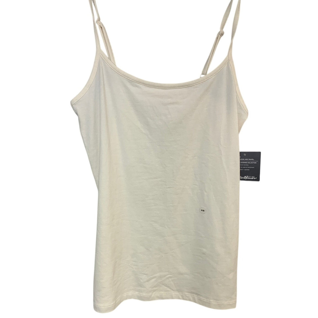 2 New Eddie Bauer Womens XS Orange White Slub Essential Layering Cami Tee Shirts