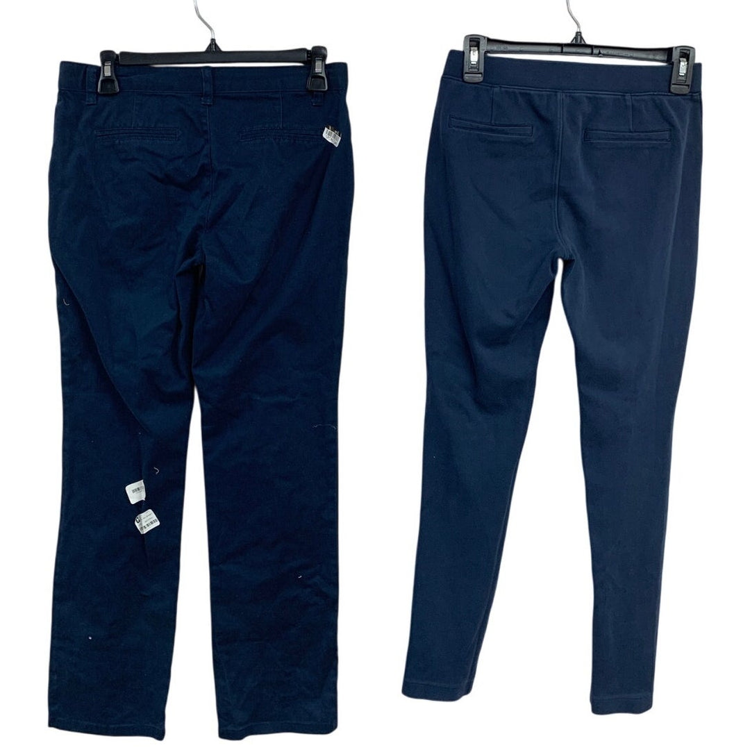 2 New Cat &amp; Jack Girls XL (14/16) Navy Blue Cotton Blend Uniform Straight Pants