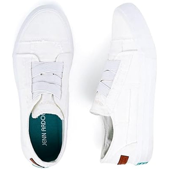 Jenn Ardor Womens Size 11 White Canvas Elastic Lace Slip On Sneaker Shoes