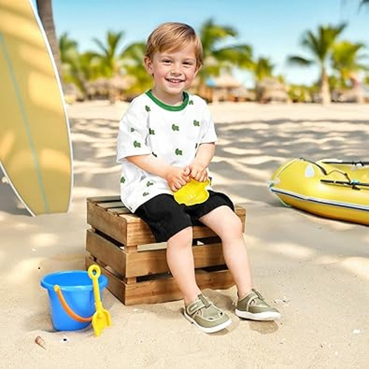 STQ Kids Toddler Boys 6 Green Hook Loop Wide Toe Box Non Slip Zero Drop Shoes
