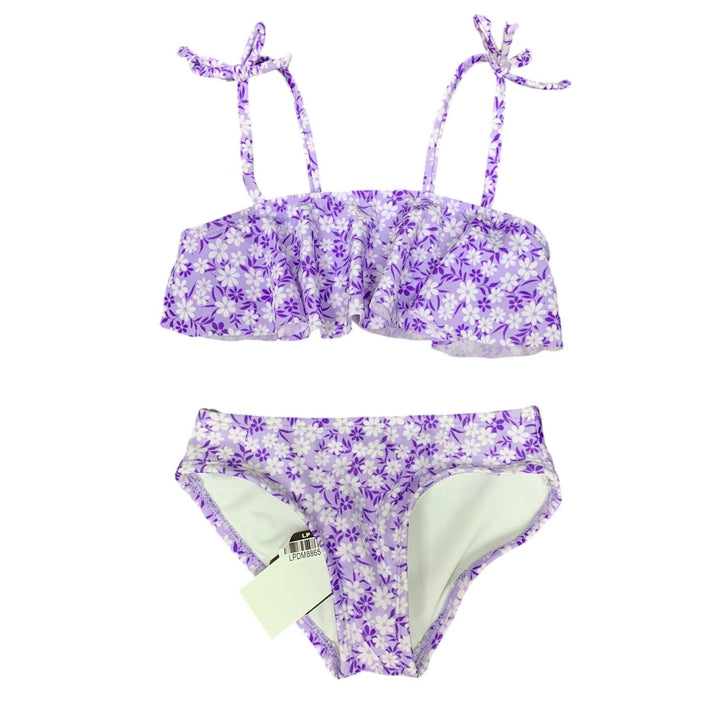 New Art Class Girls Medium (8) UPF 50+ Purple Floral Bikini 2PC Swim Swimsuit