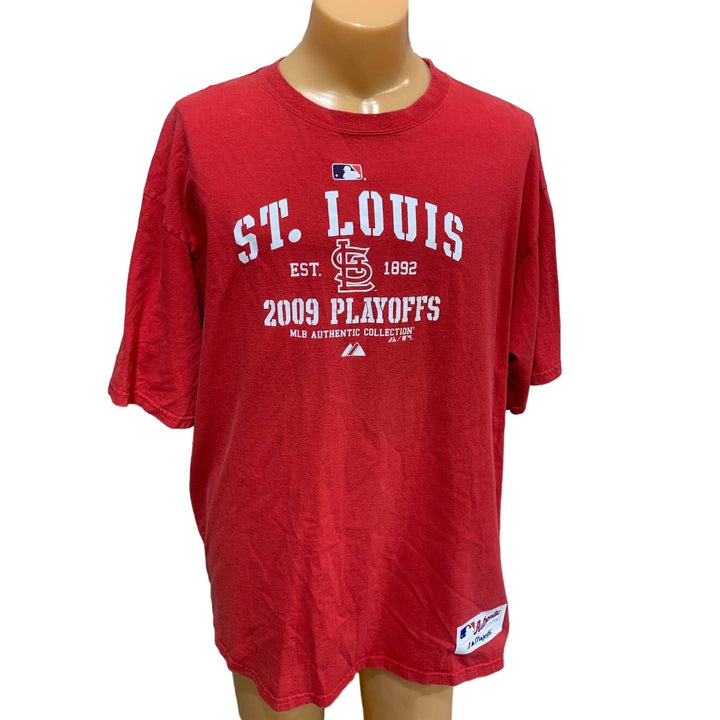 Authentic Majestic Mens XL St Louis Baseball Cardinals 2009 &amp; 2011 Playoff Tees