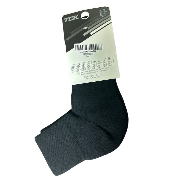 New One Pair TCK Performance Mens XL Black Quarter Crew Athletic Sports Socks