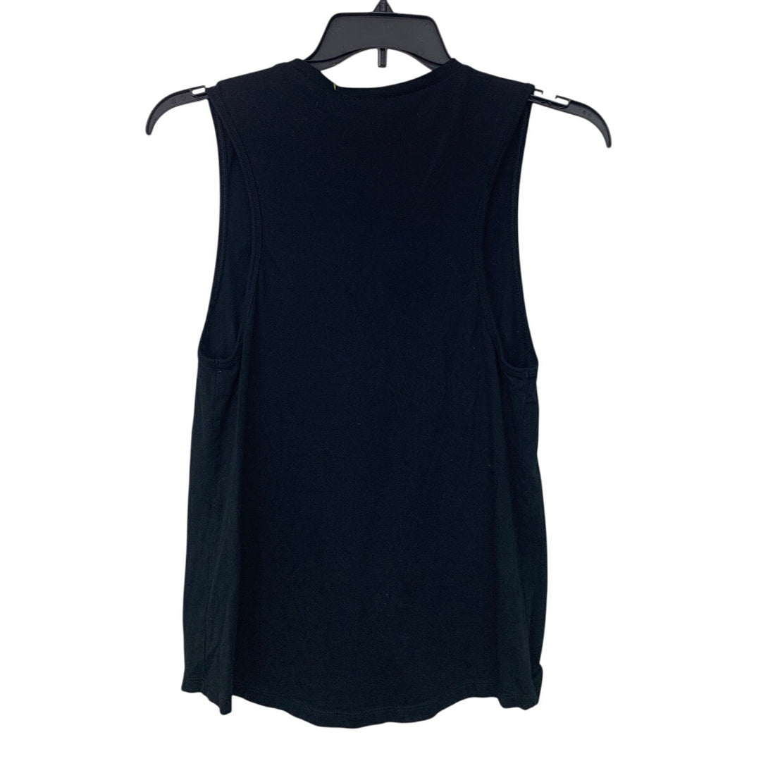Upcycled Hand Printed Womens XL Pool Babe Black PolyCotton Tank Top T Shirt