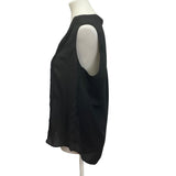 Womens Medium Black Sleeveless Button Down Flowy Lightweight Blouse Tank Top