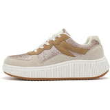 Womens Size 6.5 Pink Gold Glitter Lace Up 1.5" Platform Casual Sneaker Shoes