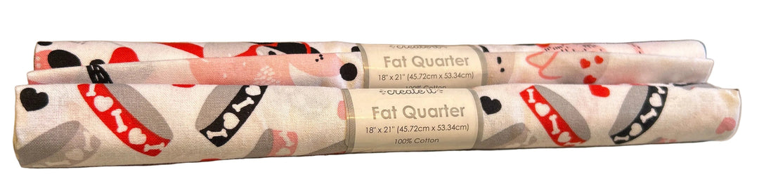 13 New Create It 18"X21" Valentine Puppy Dog Bowl Quilt Fabric Fat Quarter FQs