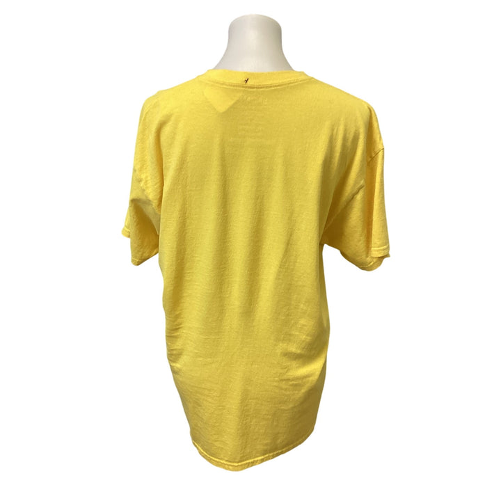 Hand Printed Upcycled Womens Large European Goldfinch Bird Cotton Tee Shirt