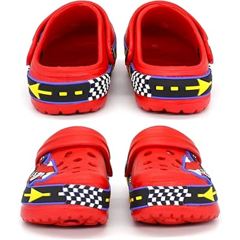 Toddler Boy Size 9.5 Red Blue Race Car Slide On Clog Lightweight Sandal Shoes