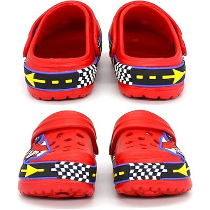 Toddler Boy Size 9.5 Red Blue Race Car Slide On Clog Lightweight Sandal Shoes
