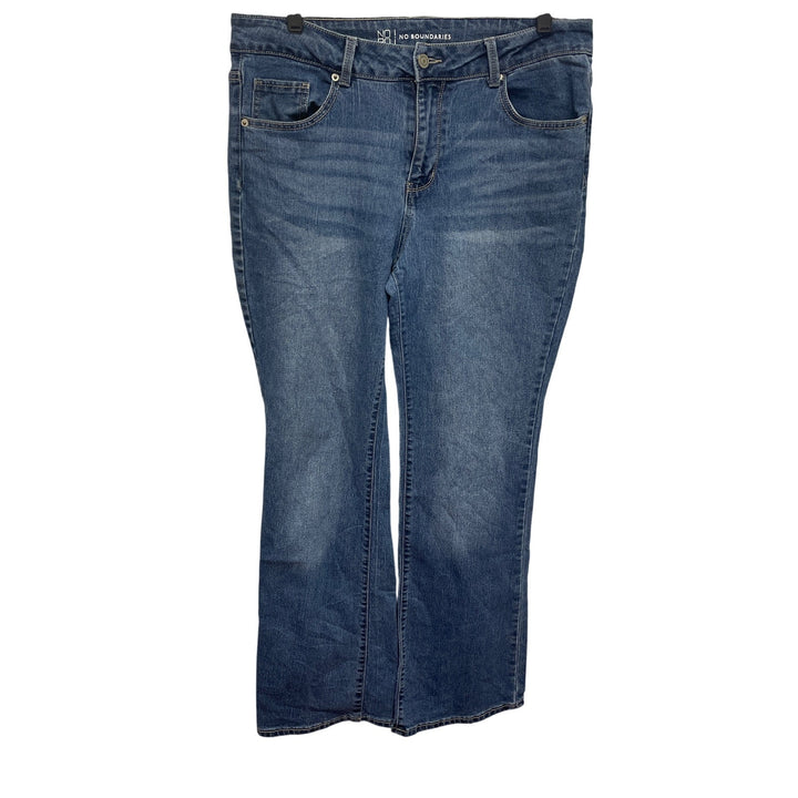 No Boundaries Juniors Size 17 Stretch Cotton Whiskered Denim Blue Jeans