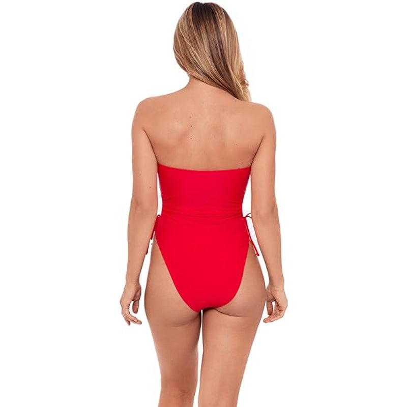 New Sports Illustrated Womens Large Strapless Adjustable Side One Piece Swimsuit