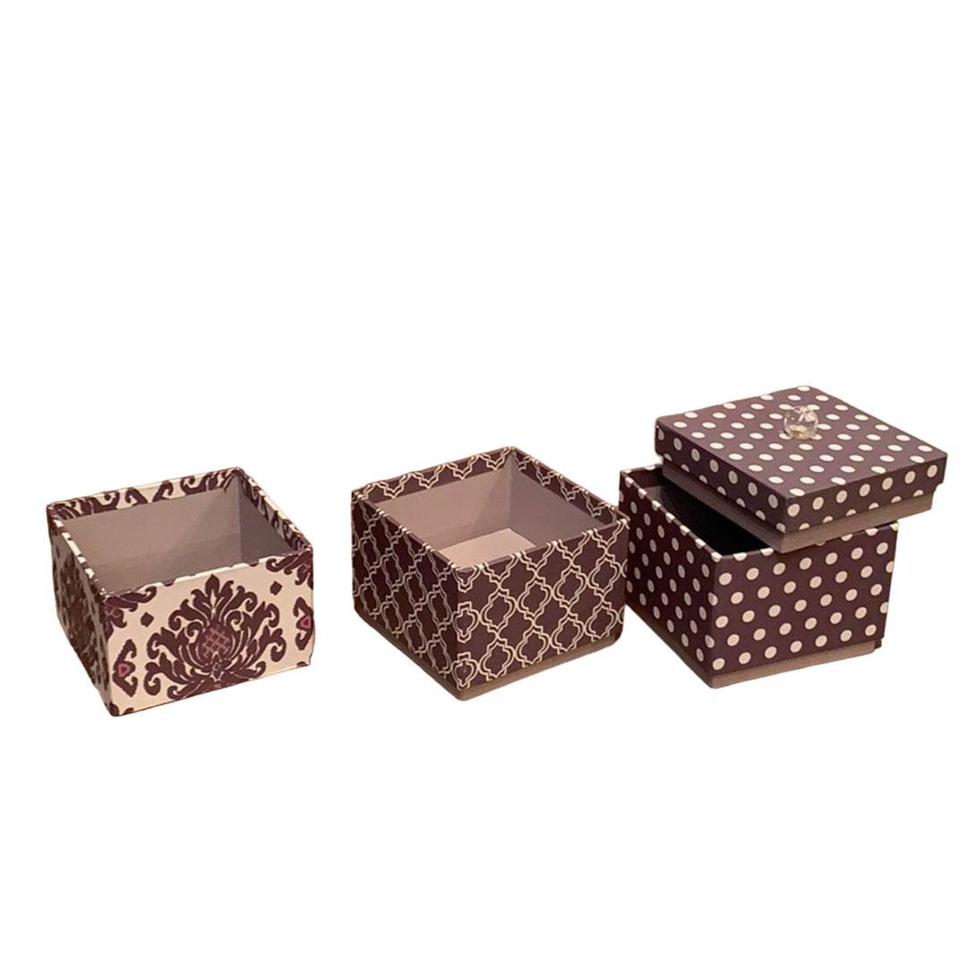 Shabby Chic Gray Polka Dot Floral TriCoastal Design 3-tier gift box crystal bead